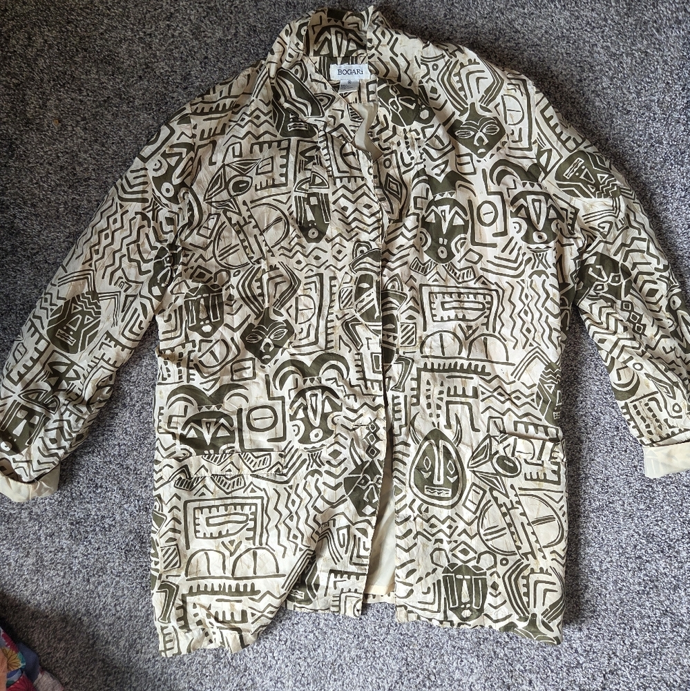 Bogari Vintage 80s Tribal Print Jacket